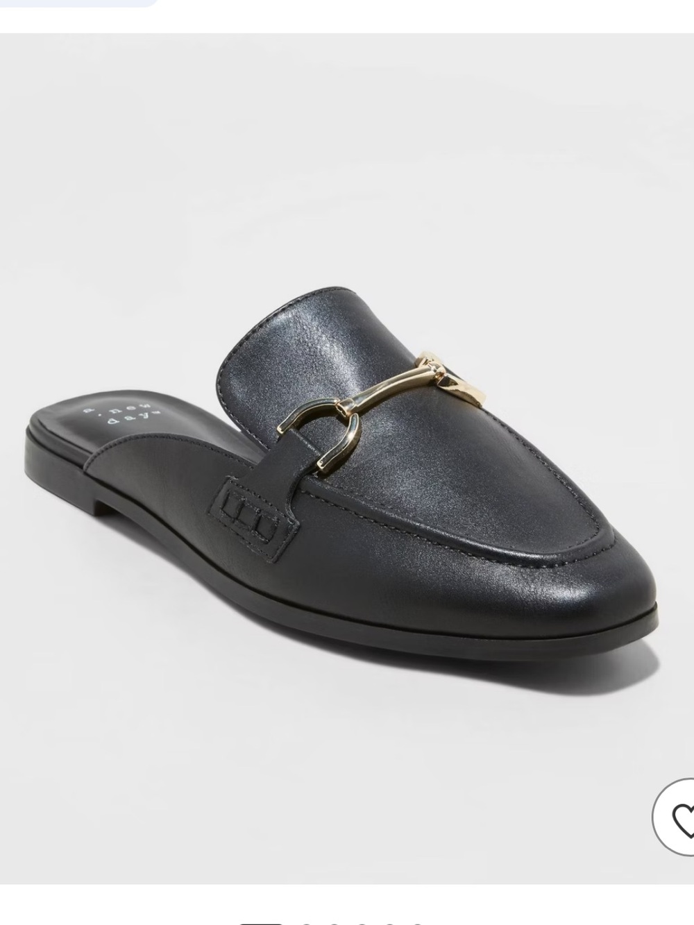 a new day Black Faux Leather Slip-On Mule with Gold Bit Accent